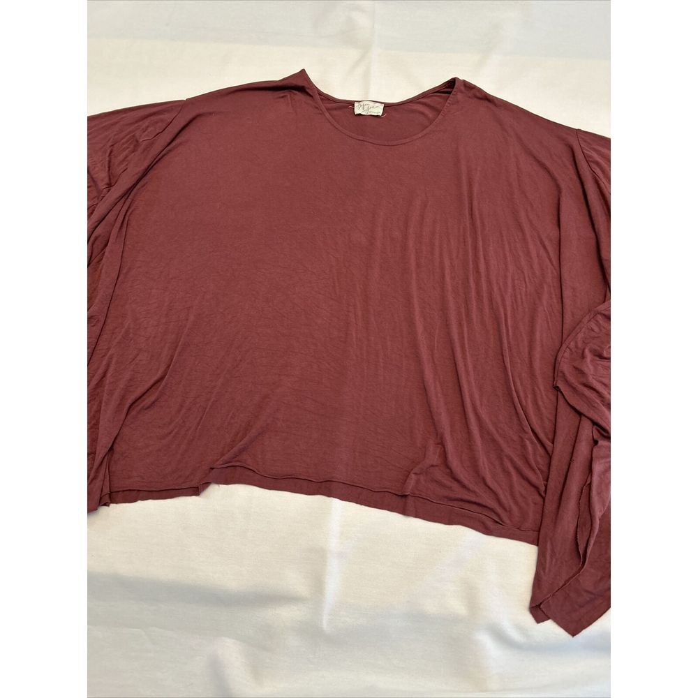 Before You Maroon Grace Blouse Top 100% Cotton Lagenlook Women's Size Medium - Picture 2 of 9